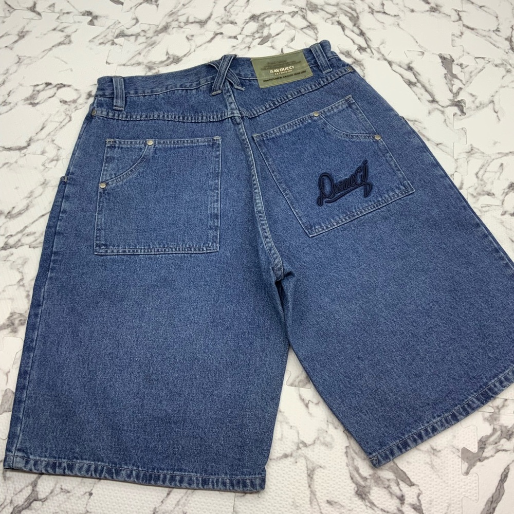 Men's Davoucci Mid Blue Signature Denim Shorts